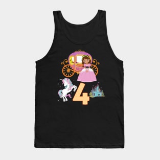 4th birthday  Princess Castle Unicorn Carriage Tank Top